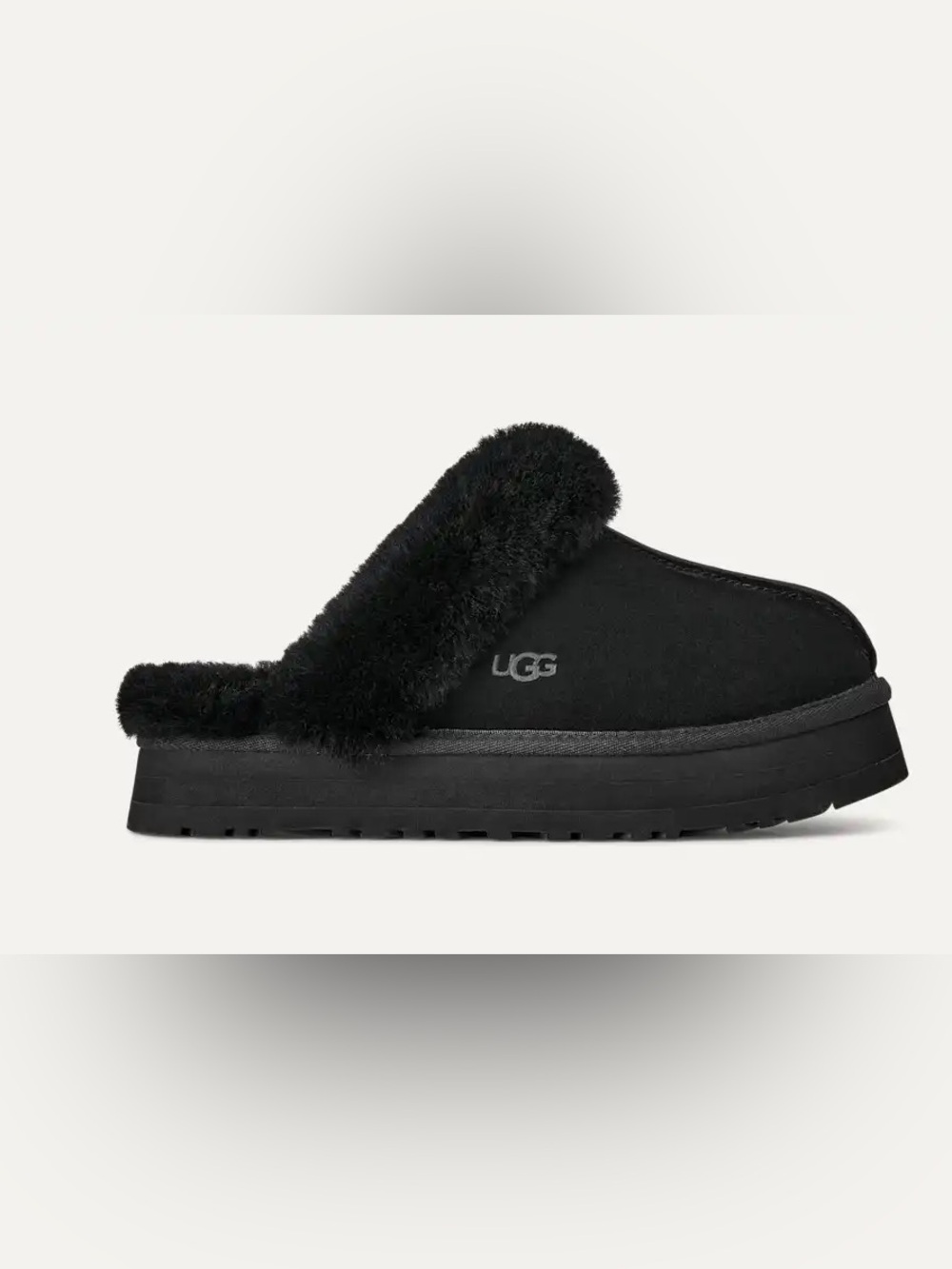 UGG Disquette Black Platform Slippers